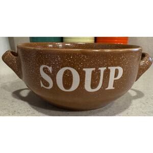 Mulberry Home Collection Brown Speckled Soup Bowl W/ Double Handles